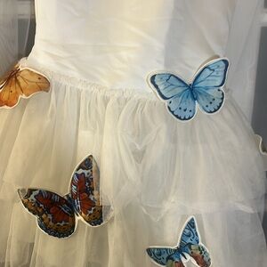 Charabia Girl's Isabella Tulle Butterfly Dress Size 5 White